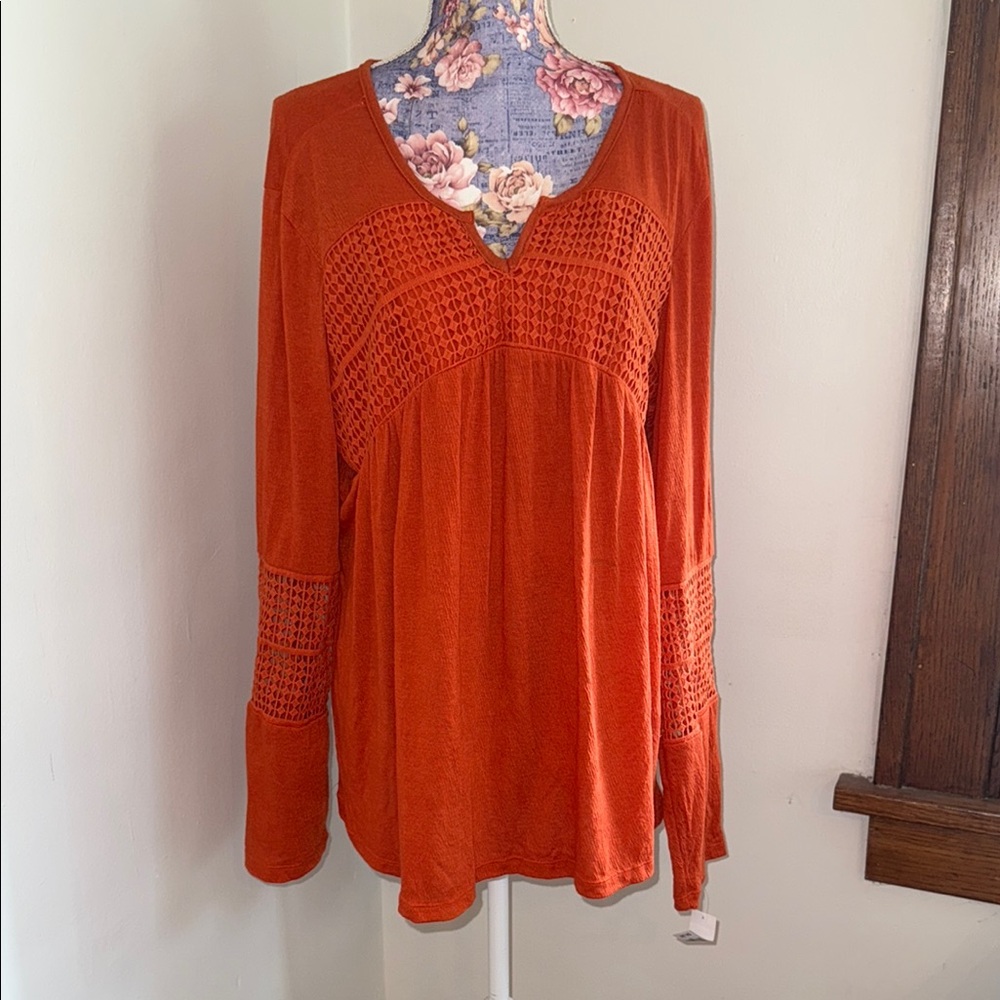 New Directions Terracotta Crochet Tunic